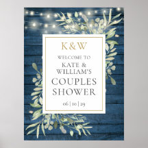 Rustige Monogram Blad Bruiloft Borrel Welkomstbord
