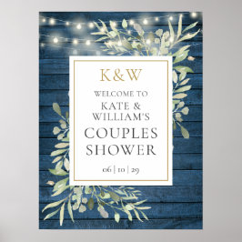 Rustige Monogram Blad Bruiloft Borrel Welkomstbord Poster