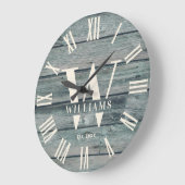 Rustige Monogram Driftwood - Aangepaste familienaa Grote Klok (Hoek)