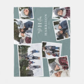 Rustige monogram familiekollage 7 foto blauwgroen fleece deken (Voorkant)