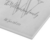 Rustige monogram + Familienaam Datum Rol Stijlvol Snijplank (Hoek)