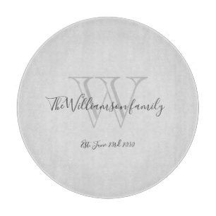 Rustige monogram familienaam Initiaal Cool Chic Snijplank