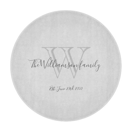 Rustige monogram familienaam Initiaal Cool Chic Snijplank (Voorkant)