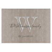 Rustige monogram Familienaam Initiaal Datum Cool C Snijplank (Voorkant)