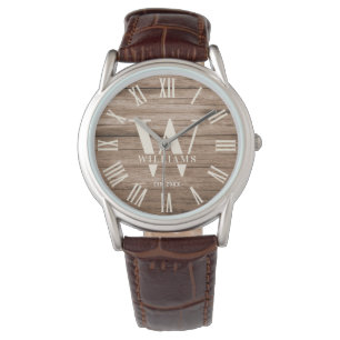 Rustige Monogram Farmhouse - Aangepaste familienaa Horloge
