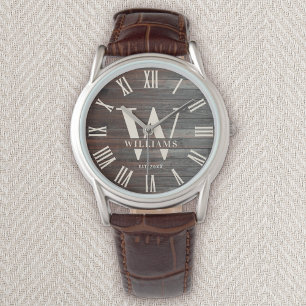 Rustige Monogram Farmhouse - Aangepaste familienaa Horloge