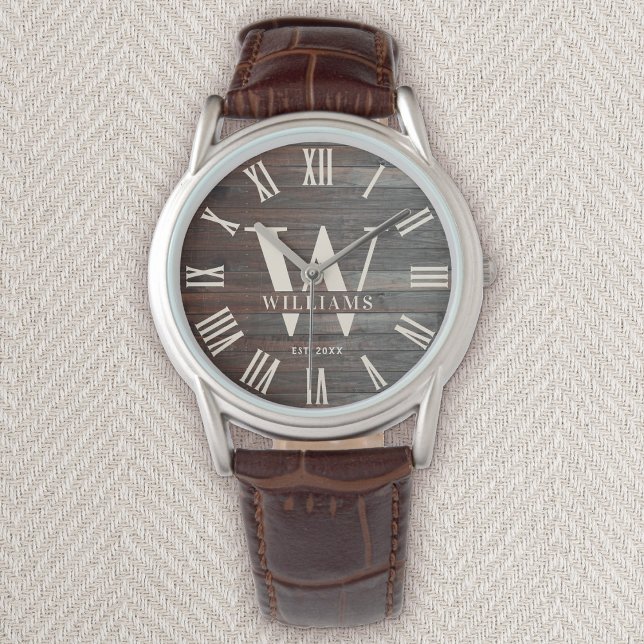 Rustige Monogram Farmhouse - Aangepaste familienaa Horloge (Creator heeft geüpload)