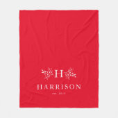 Rustige monogram feestdag rode deken (Voorkant)