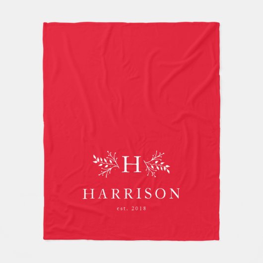 Rustige monogram feestdag rode deken (Voorkant)