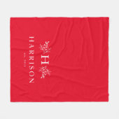 Rustige monogram feestdag rode deken (Voorkant (Horizontaal))