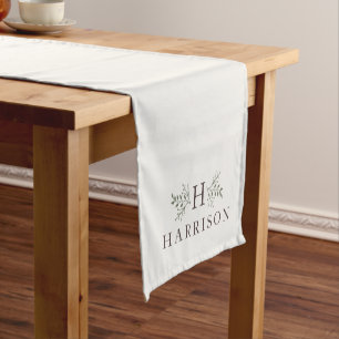 Rustige monogram gepersonaliseerd korte tafelloper