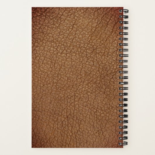 Rustige monogram goudscriptnaam bruin leder notitieboek (Achterkant)