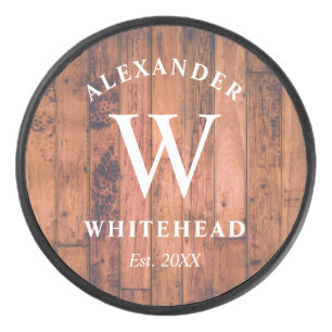 Rustige Monogram Hood Hockey Puck