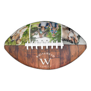 Rustige Monogram Hout Foto Collage Football