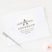 Rustige monogram | Kerstadres Ronde Sticker (Envelop)
