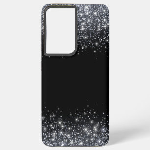 Rustige monogram Klassieke glitter zwart en zilver Samsung Galaxy Hoesje