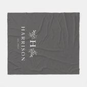 Rustige monogram leisteen grijze newlywed deken (Voorkant (Horizontaal))