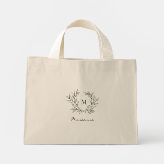 Rustige Monogram met grote bridale feestdag Mini Tote Bag (Achterkant)