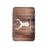 Rustige monogram naam Deer Antler Wood Badmat (Voorkant Verticaal)