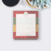 Rustige Monogram Red Green Gold Wood Naam Kerstmis Notitieblok