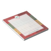 Rustige Monogram Red Green Gold Wood Naam Kerstmis Notitieblok (Schuin)