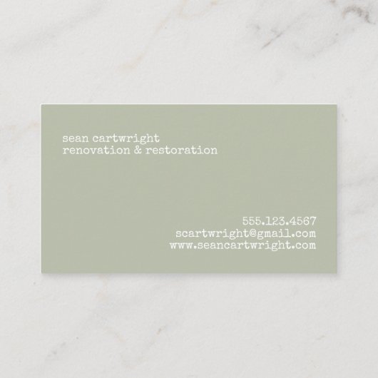 Rustige Monogram Simple  Barnwood Visitekaartje (Achterkant)