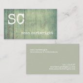 Rustige Monogram Simple  Barnwood Visitekaartje (Voorkant / Achterkant)