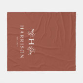 Rustige monogram terracotta initiaal vakantie fleece deken (Voorkant (Horizontaal))