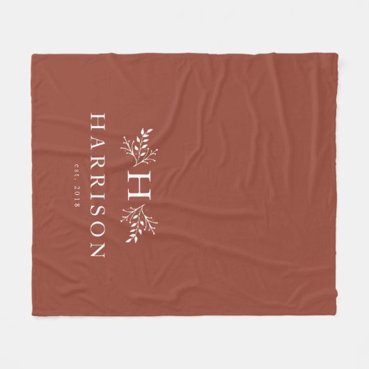 Rustige monogram terracotta initiaal vakantie fleece deken (Voorkant (Horizontaal))