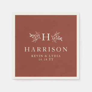 Rustige monogram terracotta roestvalbruiloft servet
