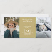 Rustige monogram Zand vakantie fotokaart Feestdagenkaart (Voorkant)