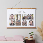 Rustige monogram zes fotocollage familie hangend wandkleed (Slaapkamer)