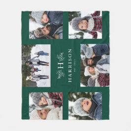 Rustige monogram zes fotokolgeengroen fleece deken