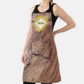 Rustige monogram zonnebloemen & houtextuur schort (Insitu)
