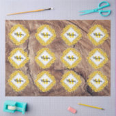 Rustige monogram zonnebloemen & houtextuur tissuepapier (Craft)