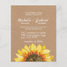 Rustige, mooie Zonnebloem Kraft botanical Wedding