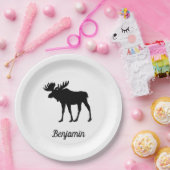 Rustige Moose Black en White Papieren Bordje (Feest)