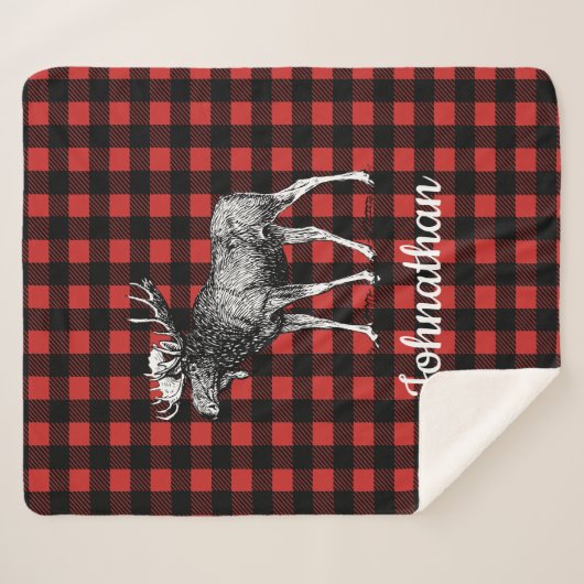 Rustige Moose Buffalo Check Lumberjack Pset Sherpa Deken (Voorkant (horizontaal))
