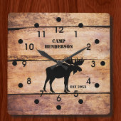 Rustige Moose Camp Plank Style Acrylklok Vierkante Klok