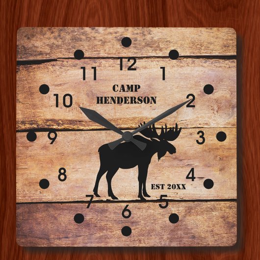 Rustige Moose Camp Plank Style Acrylklok Vierkante Klok