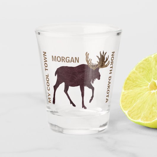 Rustige Moose Faux lederen koel Voeg je staat toe Shot Glas (Voorkant)