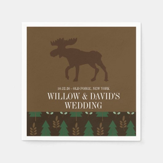 Rustige Moose Natuur Pine Tree Napkin Servet (Voorkant)