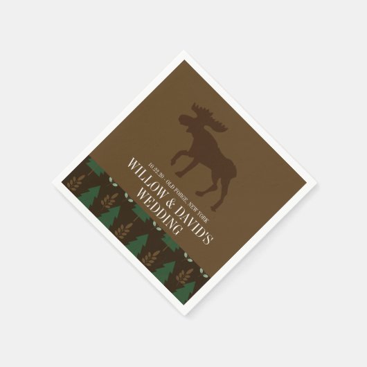 Rustige Moose Natuur Pine Tree Napkin Servet (Hoek)