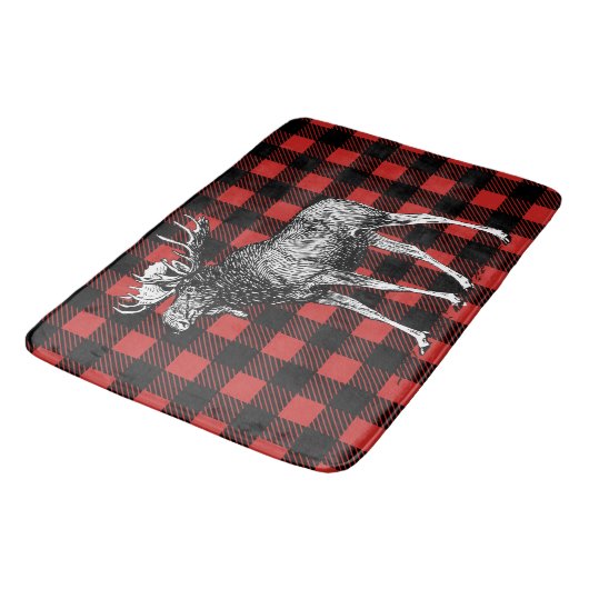 Rustige Moose Red en Black Buffalo Lumberjack Pset Badmat (Gekanteld)