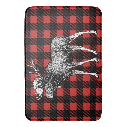 Rustige Moose Red en Black Buffalo Lumberjack Pset Badmat (Voorkant Verticaal)
