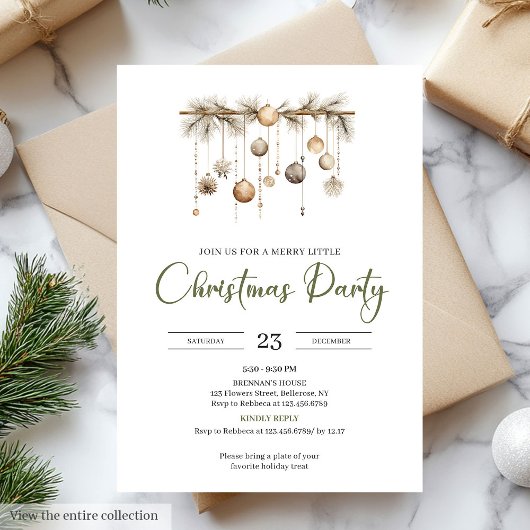 Rustige mosgroene beige Noordse kerstfeest Kaart