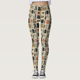 Rustige Mudcloth Geometrisch Patroon (2) Leggings