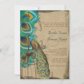 Rustige Musical Peacock Birdcage Feather Wedding Kaart (Voorkant)
