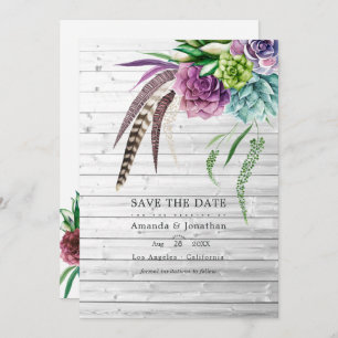 Rustige mystical boho Succulent Plant Wedding Save The Date