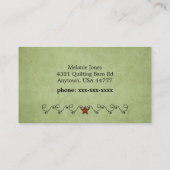 Rustige naaigarts op groen visitekaartje (Achterkant)